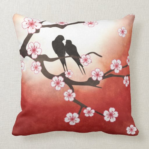 Love Birds and Sakura Pillow