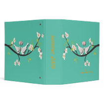 Love birds, apple blossoms branch binders by fine_stationery Love birds, apple blossoms branch binders