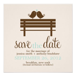 Love Birds Bench Wedding Save the Date {mint} Personalized Invites
