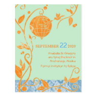 Love Birds, Bird Cage Mint Save the Date Postcards
