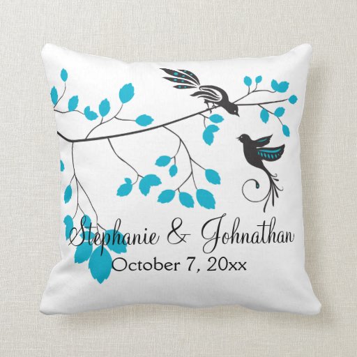 Love Birds Blue Throw Pillow Zazzle