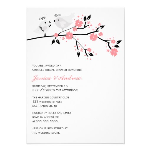 Love Birds Bridal Shower {pink} Personalized Invites