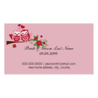 love birds bride and groom new home address business card templates