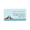 Love birds brown blue stripe custom mailing label