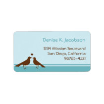 Love birds brown blue stripe custom mailing labels