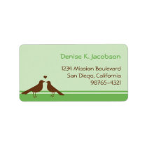 Love birds brown green stripe custom mailing labels