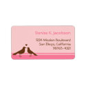 Love birds brown pink stripe custom mailing label
