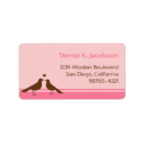 Love birds brown pink stripe custom mailing labels