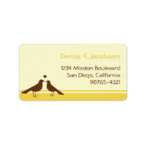 Love birds brown yellow stripe custom mailing labels