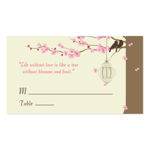 Love Birds Cherry Blossom Name Cards Business Card Template