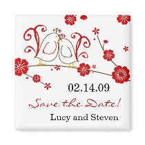 Love Birds & Cherry Blossoms Save the Date magnets by DioSelina Love Birds & Cherry Blossoms Save the Date magnets