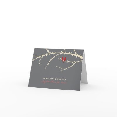 Love Birds Custom Thank You Card (cranberry)
