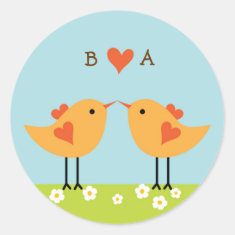 Love Birds (Day) Envelope Seal / Favor Sticker