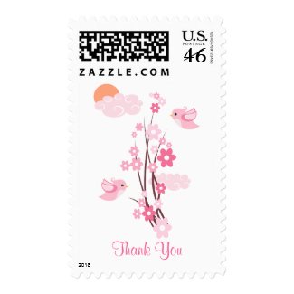 Love Birds & Delicate Flowers Thank You stamp