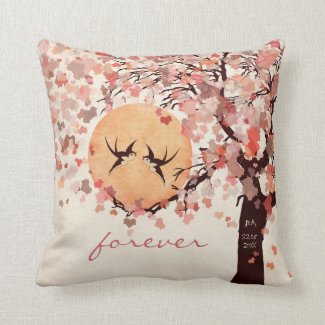 Love Birds - Fall Wedding Anniversary Pillow