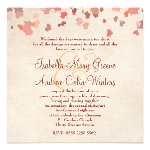 Love Birds - Fall Wedding Personalized Invitation
