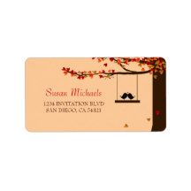 Love Birds Falling Hearts Address Labels