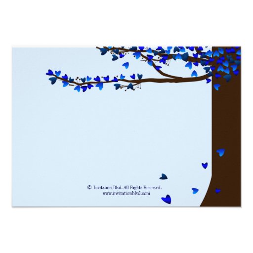 Love Birds Falling Hearts Blue RSVP Personalized Announcements