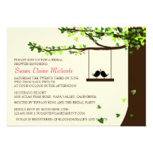 Love Birds Falling Hearts Oak Tree Bridal Shower Announcement