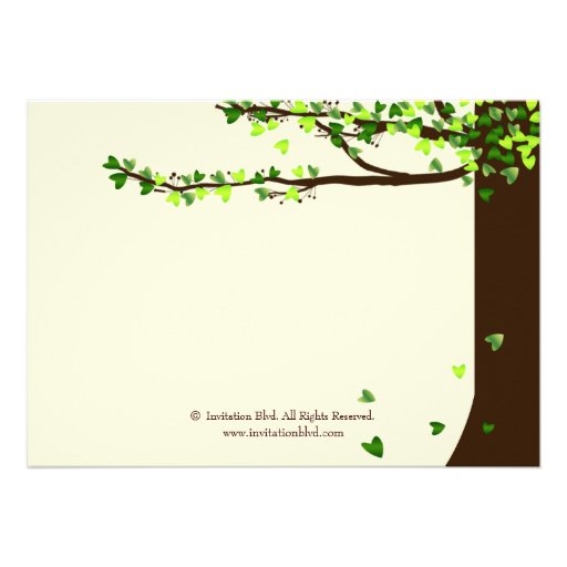 Love Birds Falling Hearts Oak Tree Bridal Shower Announcement