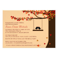 Love Birds Falling Hearts Oak Tree Bridal Shower Personalized Announcements