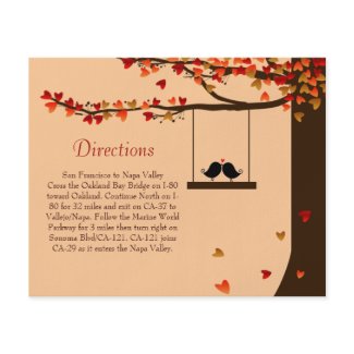 Love Birds Falling Hearts Oak Tree Directions Card flyer
