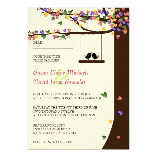 Love Birds Falling Hearts Oak Tree Per Personalized Announcement