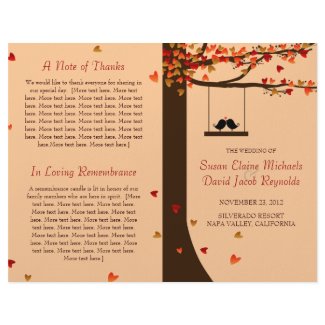 Love Birds Falling Hearts Oak Tree Program Custom Flyer