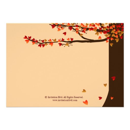 Love Birds Falling Hearts Oak Tree Reception Card Personalized Invites