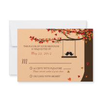 Love Birds Falling Hearts Oak Tree RSVP Custom Invitation