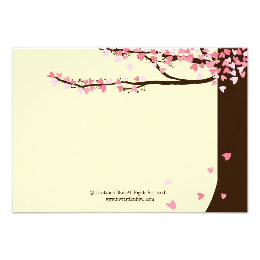 Love Birds Falling Hearts Oak Tree RSVP Custom Invitations
