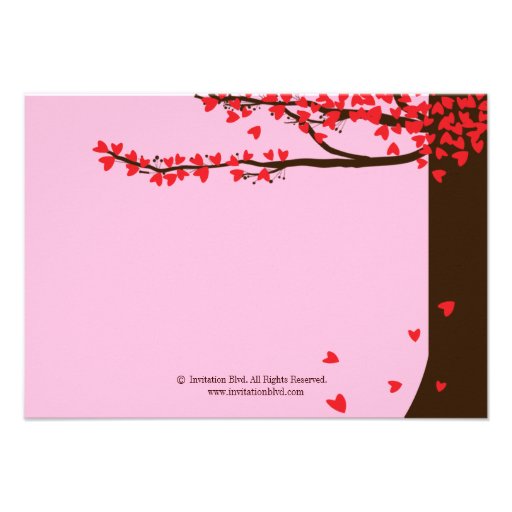 Love Birds Falling Hearts Oak Tree RSVP Custom Announcement