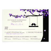 Love Birds Falling Hearts Oak Tree RSVP (Meal) Custom Invites