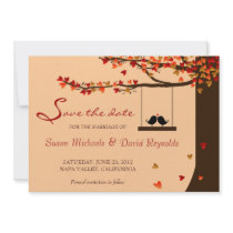 Love Birds Falling Hearts Oak Tree Save the Date Personalized Announcement