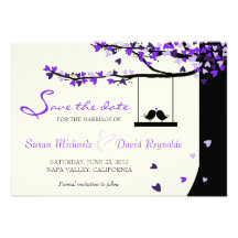 Love Birds Falling Hearts Oak Tree Save the Date Card