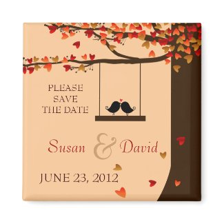 Love Birds Falling Hearts Oak Tree Favour Magnet