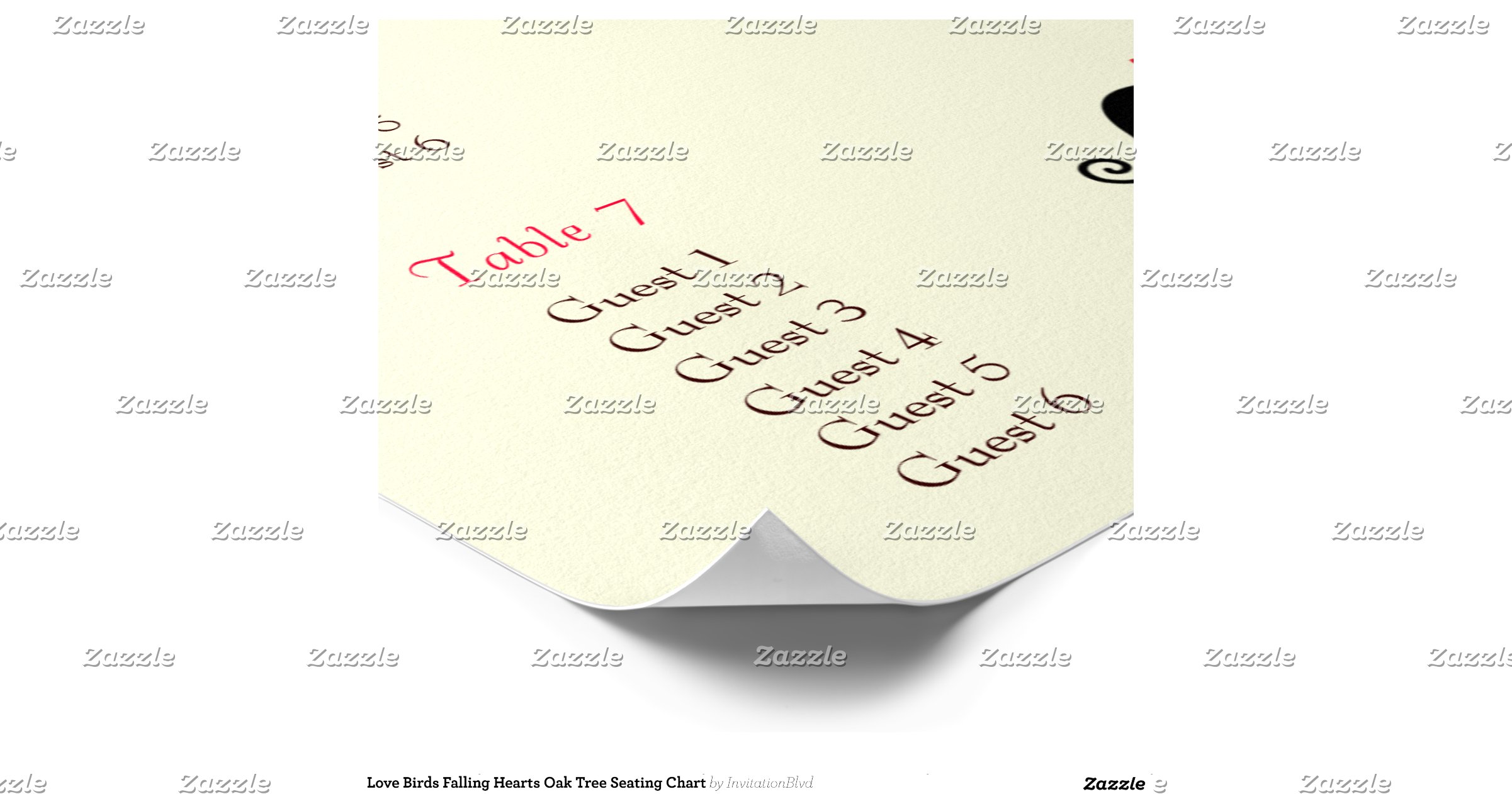 love birds falling hearts oak tree seating chart print oak tree size chart