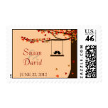 Love Birds Falling Hearts Oak Tree Stamp