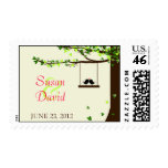 Love Birds Falling Hearts Oak Tree Stamp