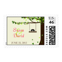 Love Birds Falling Hearts Oak Tree Stamp