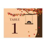 Love Birds Falling Hearts Oak Tree Table Number Postcard