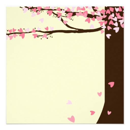 Love Birds Falling Hearts Oak Tree Wedding Invite