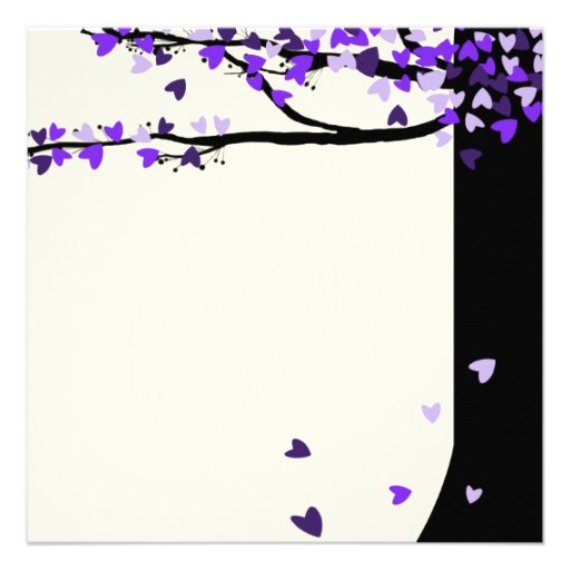 Love Birds Falling Hearts Oak Tree Wedding Invite