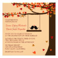Love Birds Falling Hearts Oak Tree Wedding Invite