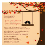 Love Birds Falling Hearts Oak Tree Wedding Invite