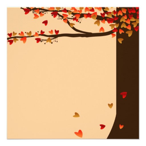 Love Birds Falling Hearts Oak Tree Wedding Invite