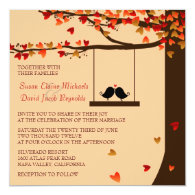 Love Birds Falling Hearts Oak Tree Wedding Invite