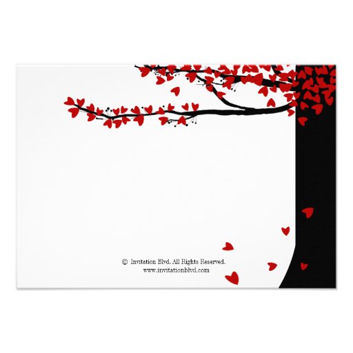 Love Birds Falling Hearts Red Black RSVP Personalized Announcement