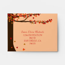 Love Birds Falling Hearts RSVP Envelope