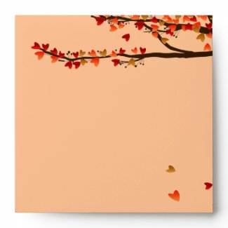 Love Birds Falling Hearts Wedding Envelope